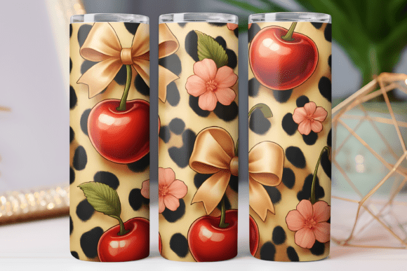 Cherry Bow Tumbler Wrap 20oz Design PNG Review
