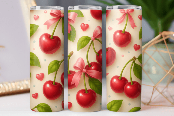 Cherry Bow Tumbler Wrap 20oz PNG Review