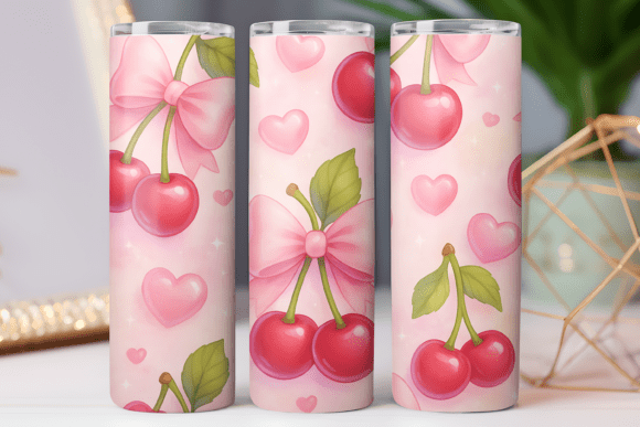 Cherry Bow Tumbler Wrap 20oz Skinny PNG Review