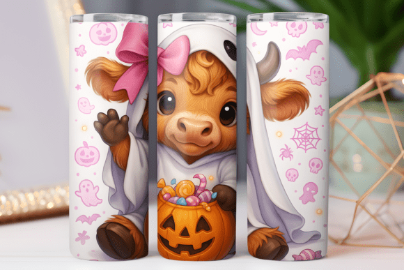 Cow Spooky Tumbler Design PNG Wrap 20oz