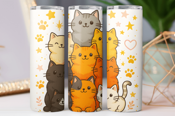Cute Kitty Tumbler Wrap 20oz Design PNG Review