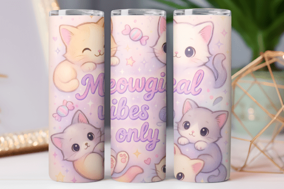 Cute Kitty Tumbler Wrap 20oz Skinny PNG Review