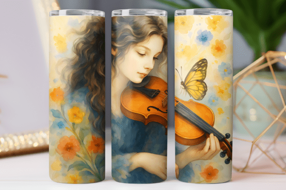 Girl Music Tumbler Wrap 20oz Skinny PNG Review