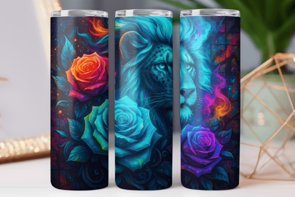 Lion Floral Tumbler Wrap 20oz Design PNG Review
