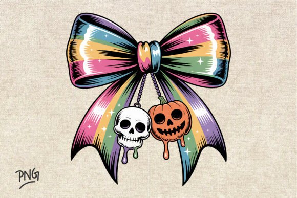 Pumpkin Bow PNG Idescent Halloween