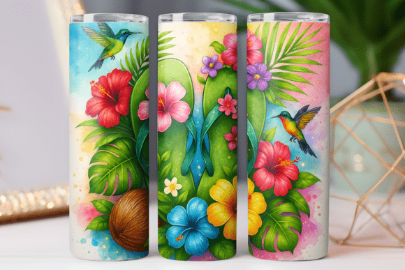 Tropical Pattern Tumbler Design PNG Wrap Review